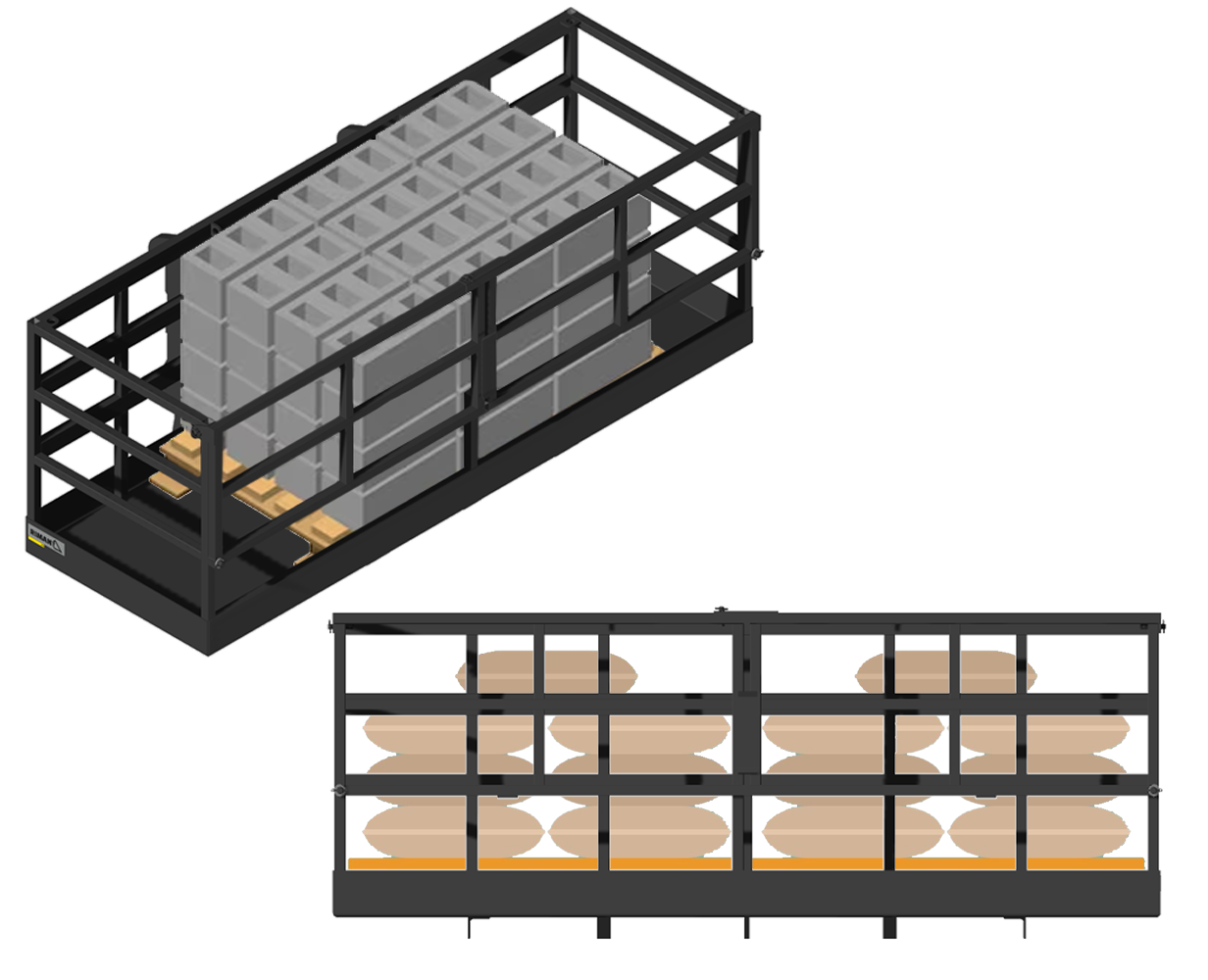 Panier à Matériaux, vue 3D, en situation d'utilisation