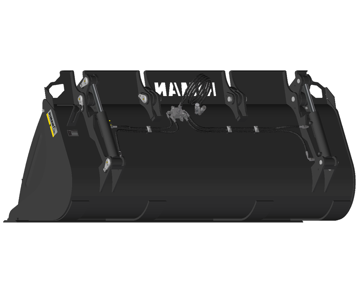 Godet multifonction spécial déchets, vue 3D de dos