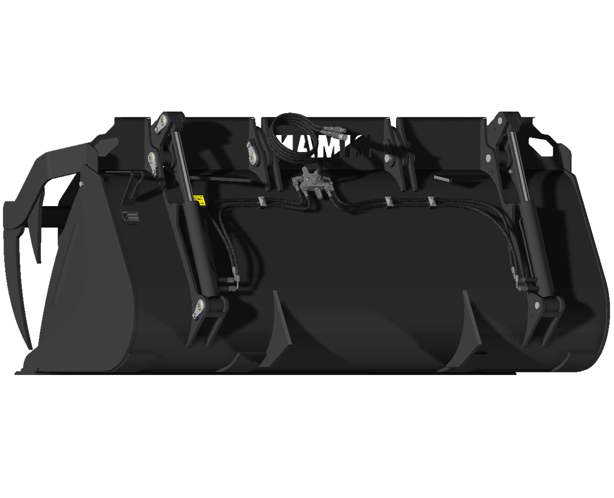 Godet multifonction spécial méthanisation, vue 3D de dos